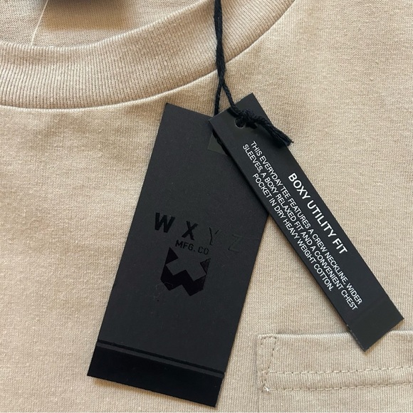 WXYZ Short Sleeve Tan Tee Shirt Cotton Boxy Utility Men's Extra Large XL NWT - Picture 2 of 9